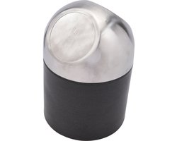 Excellent Houseware Mini prullenbakje - zwart/zilver - rvs - met klepdeksel - keuken aanrecht/tafel model - 1.3 Liter - 12 x 17 cm