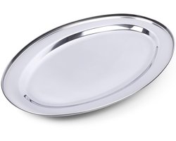 Excellent Houseware - Ovale Roestvrijstalen Dienblad - 44x29 cm