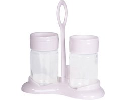 Excellent Houseware Peper en zout stelletje - strooiers - glas - wit - 15 x 16 cm