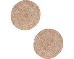 Excellent Houseware Placemats - 8x - rond - riet - gevlochten - rotan - 38 cm