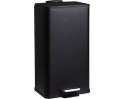 Excellent Houseware Prullenbak/pedaalemmer - zwart - metaal - 30 liter