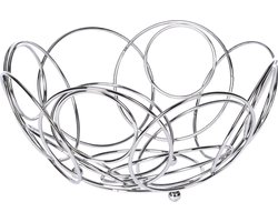 Excellent Houseware ronde fruitschaal - zilver - 26 x 13 cm - metaal - Fruitschalen - Fruitmanden