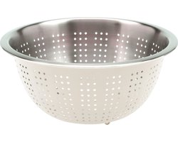 Excellent Houseware RVS keuken vergiet/zeef - afgieten etenswaren - creme wit - 24 x 11 cm