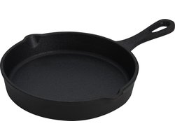 Excellent Houseware Serveerpannetje - met steel - D14 cm - gietijzer - rond - pan - tapas pannetje