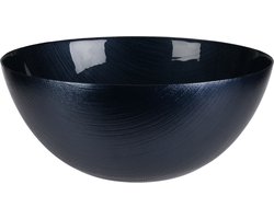 Excellent Houseware Serveerschaal/saladeschaal - decoratie schaal - donker blauw - glas - 28 x 12 cm