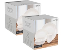 Excellent Houseware Servies set - 32-delig - wit - porselein - dinerservies - tafelservies - serviesset voor 8 personen