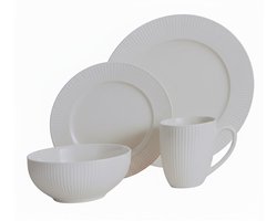 Excellent Houseware Servies set Oxford - 16-delig - wit - porselein - dinerservies - tafelservies - serviesset voor 4 personen