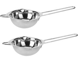 Excellent Houseware Smeltpan - 2x - D14 cm - RVS - incl. schenktuit - au bain marie