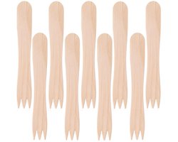 Excellent Houseware Snack vorkjes - patat vorkjes - friet vorkjes - 100x stuks - hout - 8.5 cm - bewuste keuze