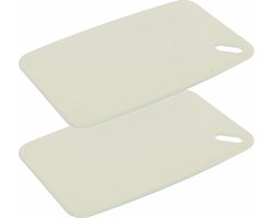Excellent Houseware Snijplank - 2x - creme wit - Kunststof - 24 x 15 cm - voor keuken/voedsel