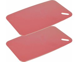 Excellent Houseware Snijplank - 2x - rood - Kunststof - 24 x 15 cm - voor keuken/voedsel