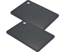 Excellent Houseware snijplank - 2x stuks - zwart gemeleerd - kunststof - 27 x 20 cm