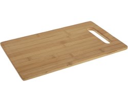 Excellent Houseware Snijplank - bamboe hout - rechthoekig - met handvat - 36 x 33 cm