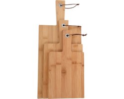 Excellent Houseware Snijplanken - 3x stuks - bamboe hout - serveerplanken - snijplankjes set
