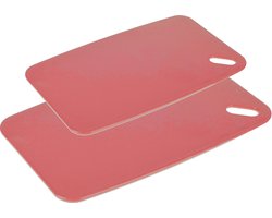 Excellent houseware Snijplanken - set van 2 - kunststof - zalm roze - 30/35 cm