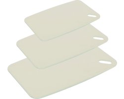 Excellent houseware Snijplanken - set van 3 - kunststof - creme wit - 24/30/35 cm