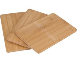 Excellent Houseware Snijplanken/broodplanken bamboe hout - set van 3x - rechthoekig - 22 x 15 cm