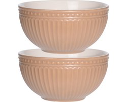 Excellent Houseware Soepkommen/serveer schaaltjes - 2x - Roman Style - D14 x H7 cm - zalm roze