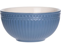 Excellent Houseware Soepkommen/serveer schaaltjes - Roman Style - keramiek - D14 x H7 cm - nacht blauw - Stapelbaar
