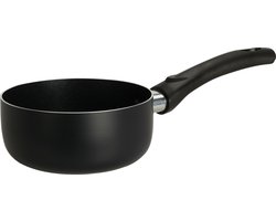 Excellent Houseware Steelpannen/sauspannen set van 2 formaten - zwart - Dia 14 en 18 cm - aluminium - Kookpannen