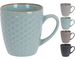 Excellent Houseware Stoneware koffiekopjes - set van 4x - gekleurd - 200 ml - luxe - bekers - koffiebekers