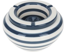 Excellent Houseware Stormasbak gestreept - Blauw/wit - Dia 14 cm - keramiek