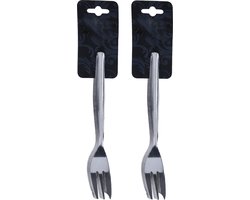 Excellent Houseware Taart/gebak vorkjes - 12x stuks - zilver - RVS - 12 cm - verjaardag/feest vorkjes