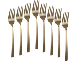 Excellent Houseware Taart/gebak vorkjes - 16x stuks - goud - RVS - 15 cm - verjaardag/feest vorkjes