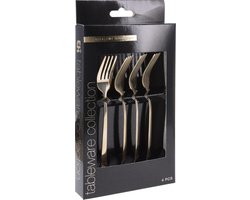 Excellent Houseware Taart/gebak vorkjes - 4x stuks - goud - RVS - 15 cm - verjaardag/feest vorkjes