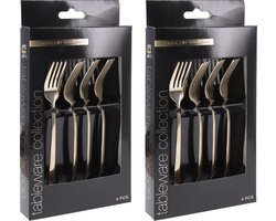 Excellent Houseware Taart/gebak vorkjes - 8x stuks - goud - RVS - 15 cm - verjaardag/feest vorkjes
