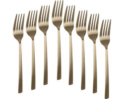 Excellent Houseware Taart/gebak vorkjes - 8x stuks - goud - RVS - 15 cm - verjaardag/feest vorkjes