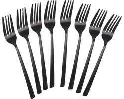 Excellent Houseware Taart/gebak vorkjes - 8x stuks - zwart - RVS - 15 cm - verjaardag/feest vorkjes