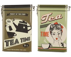 Excellent Houseware Thee bewaarblikken - metaal - retro printen