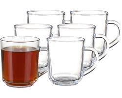 Excellent Houseware Theeglazen - 6x - 220 ml - H9 cm - gehard glas - koffieglas