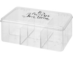 Excellent Houseware Theekist - 22 x 15 x 9 cm - kunststof - 6-vaks - theedoos