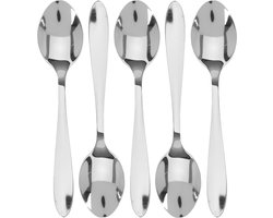 Excellent Houseware Theelepels - 10x stuks - 15 cm - RVS - Koffielepeltjes - kleine thee lepeltjes