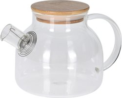 Excellent Houseware Theepot glas 800 ml - met filter - transparant - compact formaat