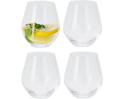 Excellent Houseware Tumbler waterglazen/drinkglazen - 4x stuks - 400 ml - Luxe kristal drinkglazen - Glazen voor frisdrank/water