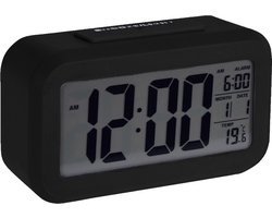 Excellent Houseware Wekker - zwart - 14 cm - alarmklok - Wekkers/klokken op batterijen
