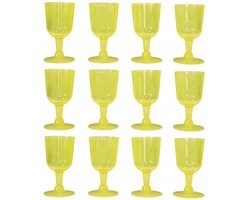 Excellent Houseware Wijnglazen - 12x - geel - kunststof - 160ml - herbruikbaar wijnglas