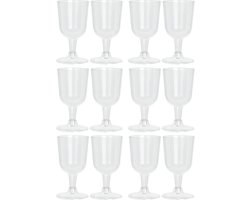 Excellent Houseware Wijnglazen - 12x - transparant - kunststof - 160ml - herbruikbaar wijnglas