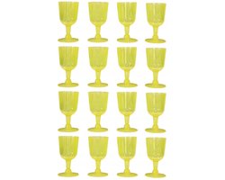 Excellent Houseware Wijnglazen - 16x - geel - kunststof - 160ml - herbruikbaar wijnglas