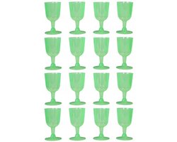 Excellent Houseware Wijnglazen - 16x - groen - kunststof - 160ml - herbruikbaar wijnglas