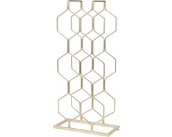 Excellent Houseware Wijnrek - 8 flessen - goud - metaal - 23 x 11 x 48 cm - flessenrek