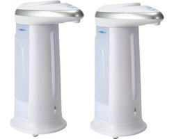 Excellent Houseware Zeeppompje/dispenser - 2x - met sensor - wit - 330 ml - navulbaar - keuken/badkamer/toilet