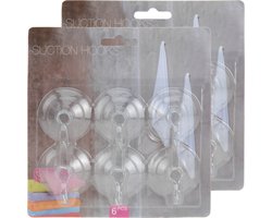 Excellent Houseware Zuignaphaakjes / ophanghaakjes - 12x stuks - transparant - kunststof - blijven plakken - badkamer - keuken