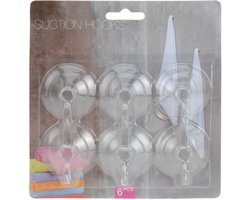 Excellent Houseware Zuignaphaakjes / ophanghaakjes - 6x stuks - transparant - kunststof - blijven plakken - badkamer - keuken