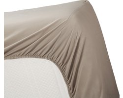 Excellent topper hoeslaken katoen taupe - 140x200 (tweepersoons) - fijn geweven en ademend - heerlijk zacht en comfortabel - perfecte pasvorm - zalig slapen