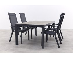 Excellent/Kings verstelbare tuinset antraciet - 180x100 cm.