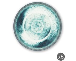 Excelsa Atena – Set van 6 borden – Blauw Keramiek – 20 x 20 cm